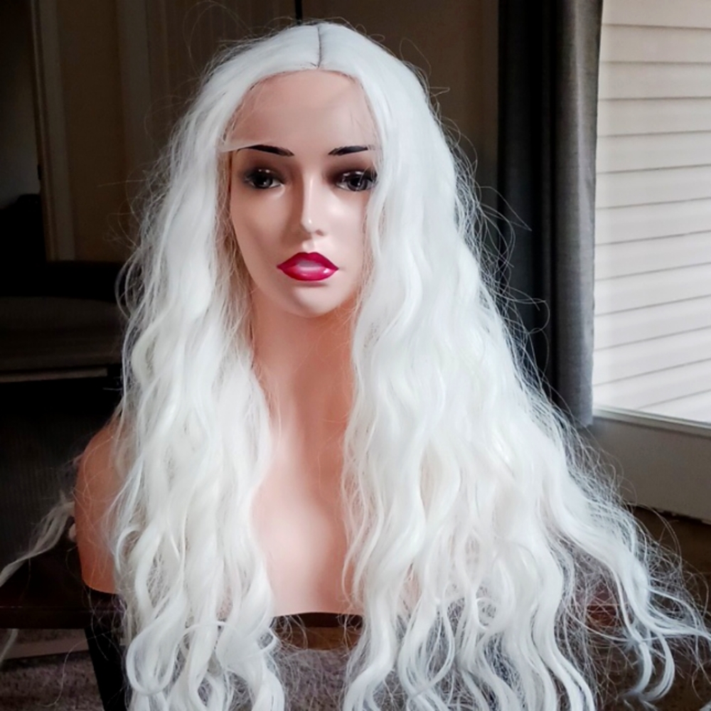 White long tousled wig